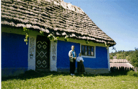 Roger beside babushka at Folklore Museum