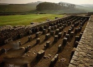 Remains of Roman barracks near 
Hadrian's Wall
